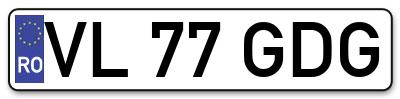 Placuta inmatriculare numar auto  VL-77-GDG, VL 77 GDG, VL77GDG