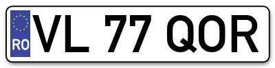 Placuta inmatriculare numar auto  VL-77-QOR, VL 77 QOR, VL77QOR