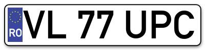 Placuta inmatriculare numar auto  VL-77-UPC, VL 77 UPC, VL77UPC