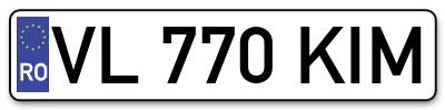 Placuta inmatriculare numar auto  VL-770-KIM, VL 770 KIM, VL770KIM