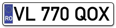 Placuta inmatriculare numar auto  VL-770-QOX, VL 770 QOX, VL770QOX