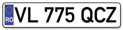 Placuta inmatriculare numar auto  VL-775-QCZ, VL 775 QCZ, VL775QCZ