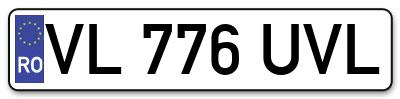 Placuta inmatriculare numar auto  VL-776-UVL, VL 776 UVL, VL776UVL