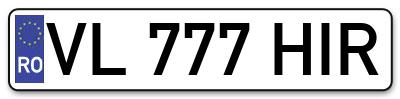 Placuta inmatriculare numar auto  VL-777-HIR, VL 777 HIR, VL777HIR