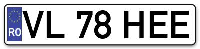 Placuta inmatriculare numar auto  VL-78-HEE, VL 78 HEE, VL78HEE