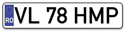 Placuta inmatriculare numar auto  VL-78-HMP, VL 78 HMP, VL78HMP