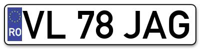 Placuta inmatriculare numar auto  VL-78-JAG, VL 78 JAG, VL78JAG