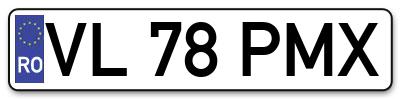 Placuta inmatriculare numar auto  VL-78-PMX, VL 78 PMX, VL78PMX