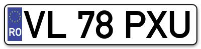 Placuta inmatriculare numar auto  VL-78-PXU, VL 78 PXU, VL78PXU