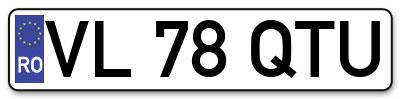 Placuta inmatriculare numar auto  VL-78-QTU, VL 78 QTU, VL78QTU