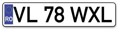Placuta inmatriculare numar auto  VL-78-WXL, VL 78 WXL, VL78WXL