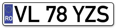 Placuta inmatriculare numar auto  VL-78-YZS, VL 78 YZS, VL78YZS