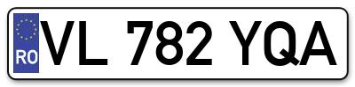 Placuta inmatriculare numar auto  VL-782-YQA, VL 782 YQA, VL782YQA