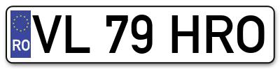 Placuta inmatriculare numar auto  VL-79-HRO, VL 79 HRO, VL79HRO