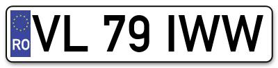 Placuta inmatriculare numar auto  VL-79-IWW, VL 79 IWW, VL79IWW