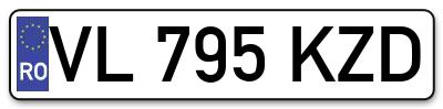 Placuta inmatriculare numar auto  VL-795-KZD, VL 795 KZD, VL795KZD