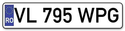 Placuta inmatriculare numar auto  VL-795-WPG, VL 795 WPG, VL795WPG