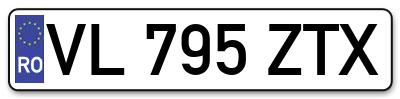 Placuta inmatriculare numar auto  VL-795-ZTX, VL 795 ZTX, VL795ZTX