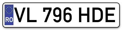 Placuta inmatriculare numar auto  VL-796-HDE, VL 796 HDE, VL796HDE