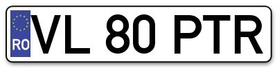 Placuta inmatriculare numar auto  VL-80-PTR, VL 80 PTR, VL80PTR