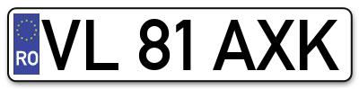Placuta inmatriculare numar auto  VL-81-AXK, VL 81 AXK, VL81AXK