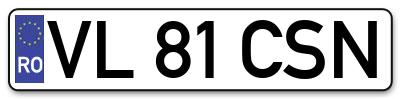 Placuta inmatriculare numar auto  VL-81-CSN, VL 81 CSN, VL81CSN