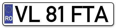 Placuta inmatriculare numar auto  VL-81-FTA, VL 81 FTA, VL81FTA