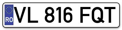 Placuta inmatriculare numar auto  VL-816-FQT, VL 816 FQT, VL816FQT