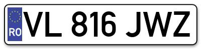 Placuta inmatriculare numar auto  VL-816-JWZ, VL 816 JWZ, VL816JWZ
