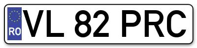 Placuta inmatriculare numar auto  VL-82-PRC, VL 82 PRC, VL82PRC