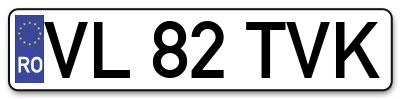 Placuta inmatriculare numar auto  VL-82-TVK, VL 82 TVK, VL82TVK