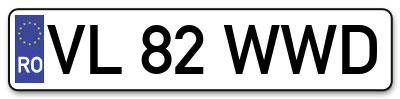 Placuta inmatriculare numar auto  VL-82-WWD, VL 82 WWD, VL82WWD