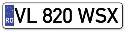 Placuta inmatriculare numar auto  VL-820-WSX, VL 820 WSX, VL820WSX