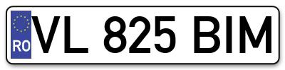 Placuta inmatriculare numar auto  VL-825-BIM, VL 825 BIM, VL825BIM