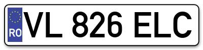 Placuta inmatriculare numar auto  VL-826-ELC, VL 826 ELC, VL826ELC