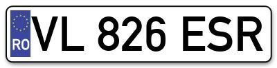 Placuta inmatriculare numar auto  VL-826-ESR, VL 826 ESR, VL826ESR