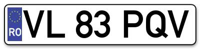 Placuta inmatriculare numar auto  VL-83-PQV, VL 83 PQV, VL83PQV