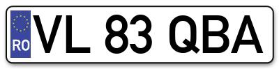 Placuta inmatriculare numar auto  VL-83-QBA, VL 83 QBA, VL83QBA