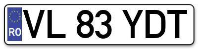 Placuta inmatriculare numar auto  VL-83-YDT, VL 83 YDT, VL83YDT