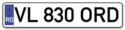 Placuta inmatriculare numar auto  VL-830-ORD, VL 830 ORD, VL830ORD