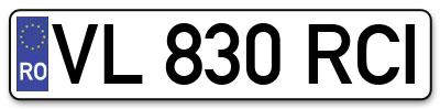 Placuta inmatriculare numar auto  VL-830-RCI, VL 830 RCI, VL830RCI
