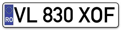 Placuta inmatriculare numar auto  VL-830-XOF, VL 830 XOF, VL830XOF
