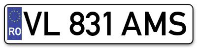 Placuta inmatriculare numar auto  VL-831-AMS, VL 831 AMS, VL831AMS
