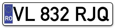 Placuta inmatriculare numar auto  VL-832-RJQ, VL 832 RJQ, VL832RJQ