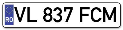 Placuta inmatriculare numar auto  VL-837-FCM, VL 837 FCM, VL837FCM