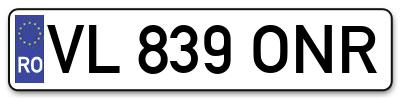 Placuta inmatriculare numar auto  VL-839-ONR, VL 839 ONR, VL839ONR