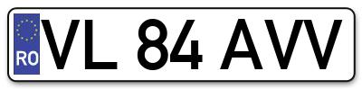 Placuta inmatriculare numar auto  VL-84-AVV, VL 84 AVV, VL84AVV