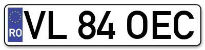 Placuta inmatriculare numar auto  VL-84-OEC, VL 84 OEC, VL84OEC
