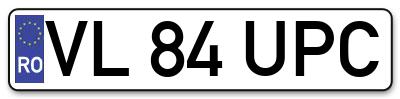 Placuta inmatriculare numar auto  VL-84-UPC, VL 84 UPC, VL84UPC