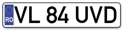 Placuta inmatriculare numar auto  VL-84-UVD, VL 84 UVD, VL84UVD